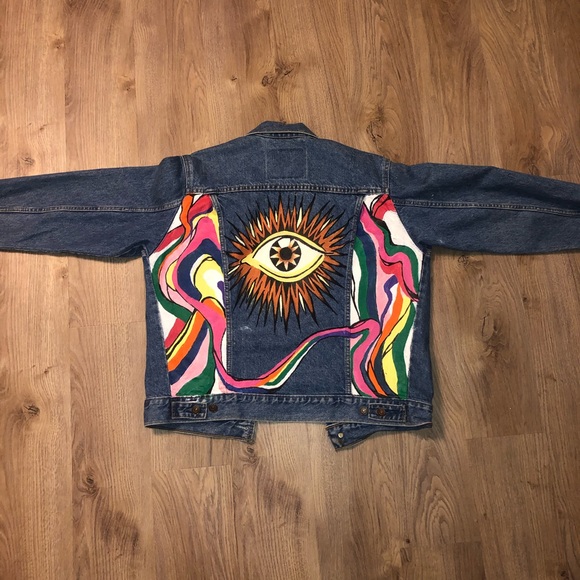 SOLD Hand Painted Levi Denim Jacket - Picture 2 of 3
